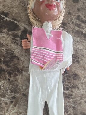 Vintage Marionette String Street Puppet Hand Painted Mexican  Folk Art 14"